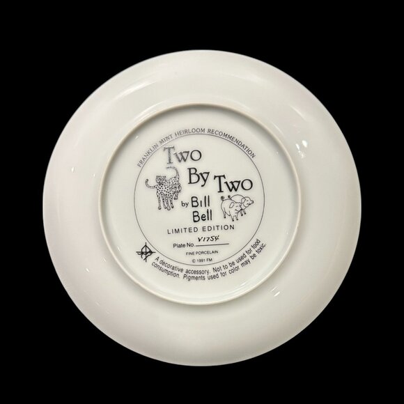 Vintage Collector Plate "Two by Two" by Bill Bell, Franklin Mint Fine Porcelain - Picture 2 of 4